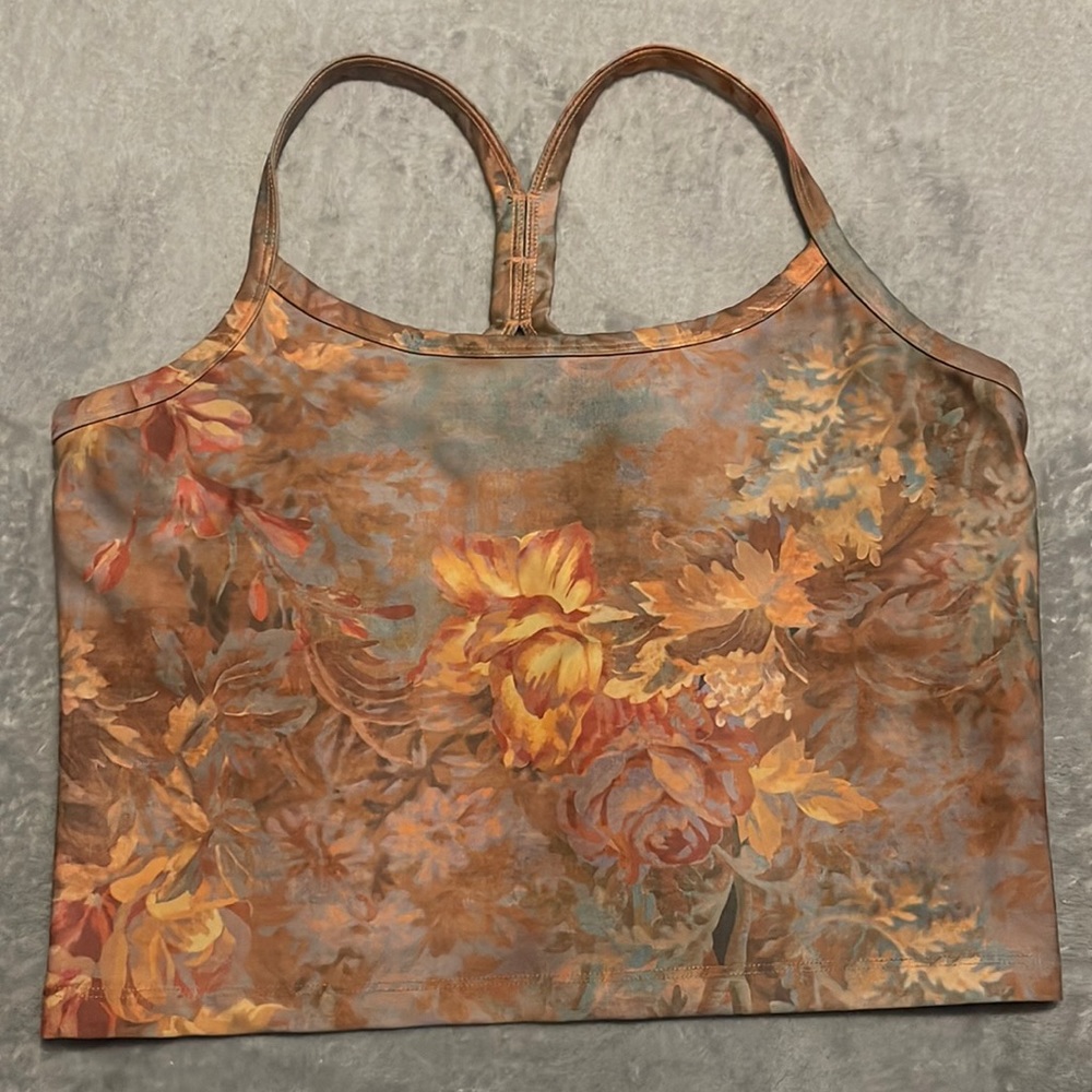Fall colored floral beyond yoga crop top